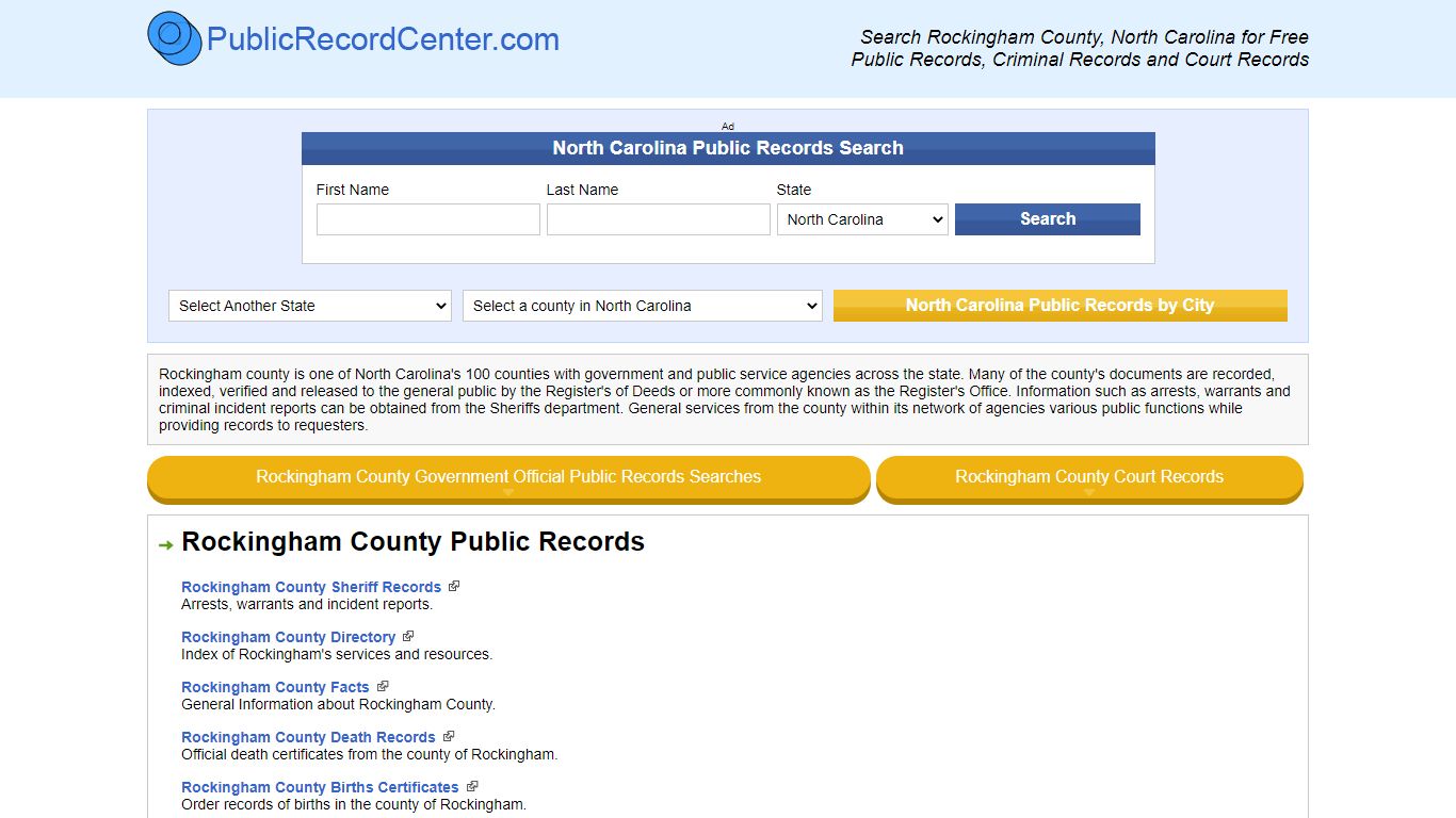 Search Rockingham County, North Carolina for Free Public Records ...